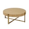 Modern Handcraft Drum Coffee Table 31.5 inch Round Coffee Table for Living Room,Small Coffee Table with Sturdy Pedestal