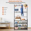Entryway Coat Hat Rack Garment Shoe Storage Shelf Freestanding Hall Tree Clothing Hanger Stand Clothes Shoe Organizer Combo