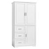 Tall and Wide Storage Cabinet with Doors for Bathroom/Office, Three Drawers
