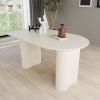 63 "Modern Fashion MDF New Cream Style Dining Table and Irregular Side Table, 4-8 Person Dining Table, Thick Engineering Wood Round Wave Table Legs