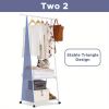 Stainless Steel Rolling Garment Rack with 2-Tier Shelves and 2 Hooks, Portable Metal and Plastic Clothes Organizer