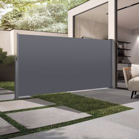 Retractable Side Screen Awning, UV Resistant, Waterproof, Patio Privacy Screen For Garden, Balcony, (Color: Grey)