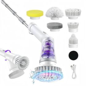 Electric Rotary Washer With Wireless Cleaning Brush With Battery Level Indicator (Color: White)